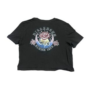 Billabong Cropped Graphic Tee | Women’s Small | Black Rose